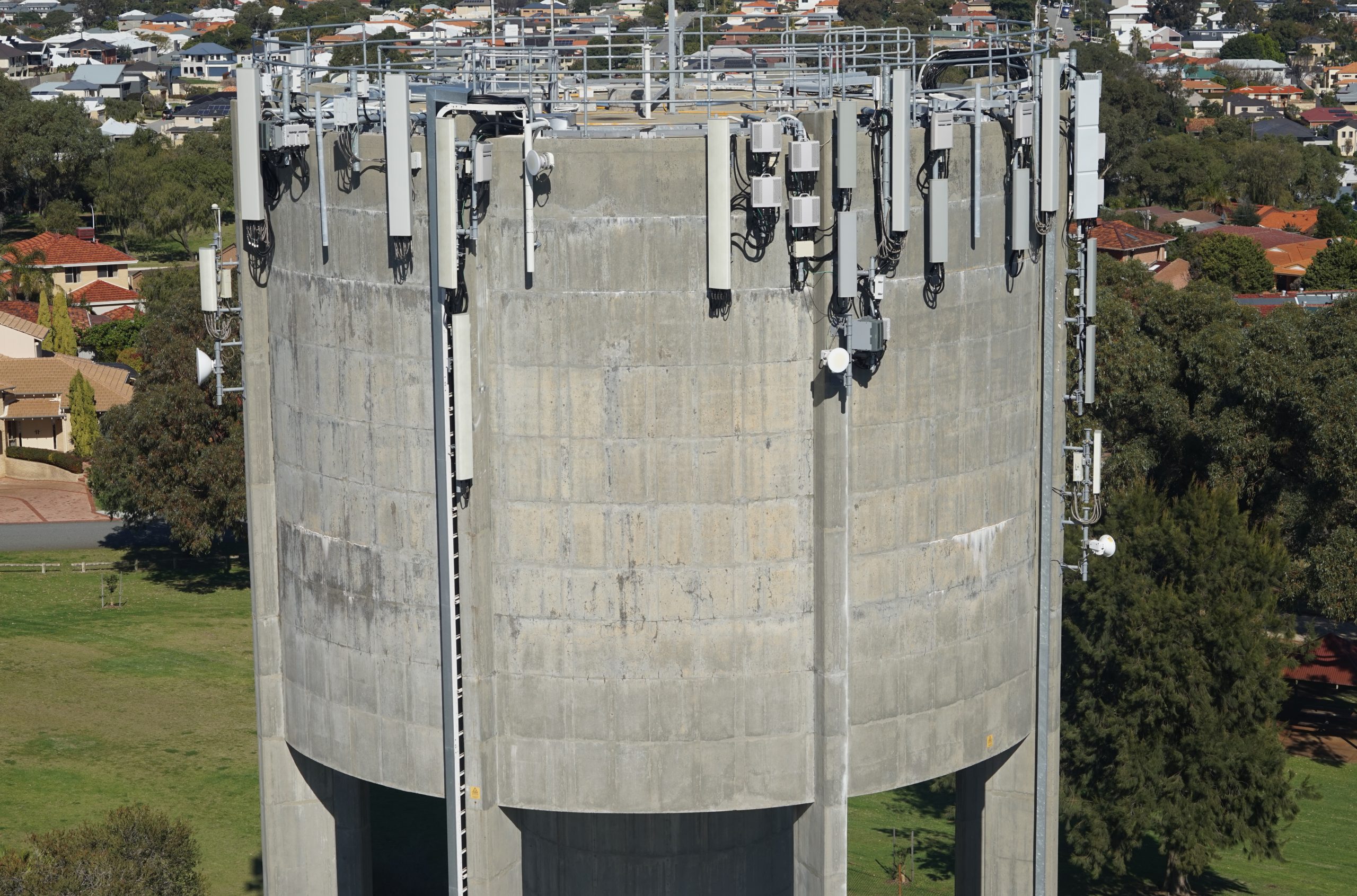 Outside of a large concrete water tank as captured by Sensorem drone technology.